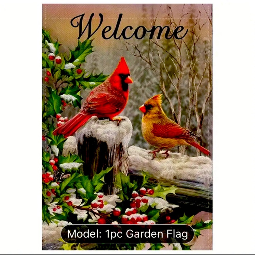 Winter Cardinal Design Garden Flag